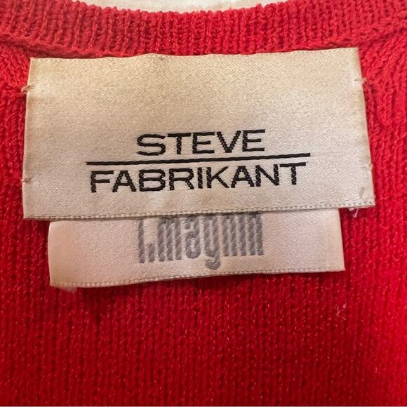 Steve Fabrikant I.Magnin Vintage Button Up Knit Seashell Accent Dress red gold L - Picture 3 of 16